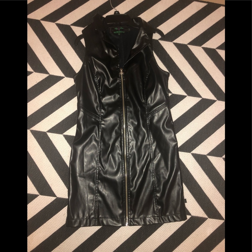 Black leather dress